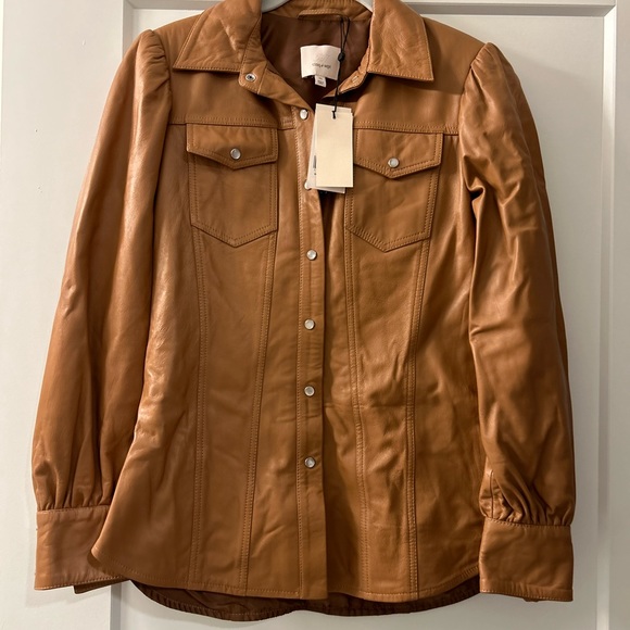 Cinq à Sept, Sarine Long-Sleeve Leather Shirt. New, never worn with tags. XS. - Picture 10 of 12